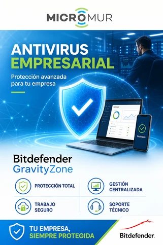Antivirus empresarial Bitdefender GravityZone ofrecido por Micromur para proteger equipos y datos