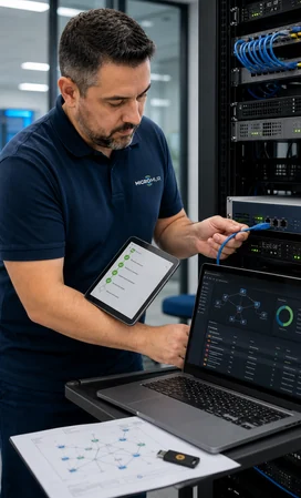 micromur-como-trabajamos-auditoria-272x449 Técnico de Micromur realizando una auditoría de seguridad en la red informática de una empresa