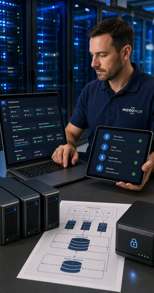 micromur-servidores-cloud-313x594 Técnico de Micromur gestionando máquinas virtuales, recursos y alta disponibilidad en servidores cloud