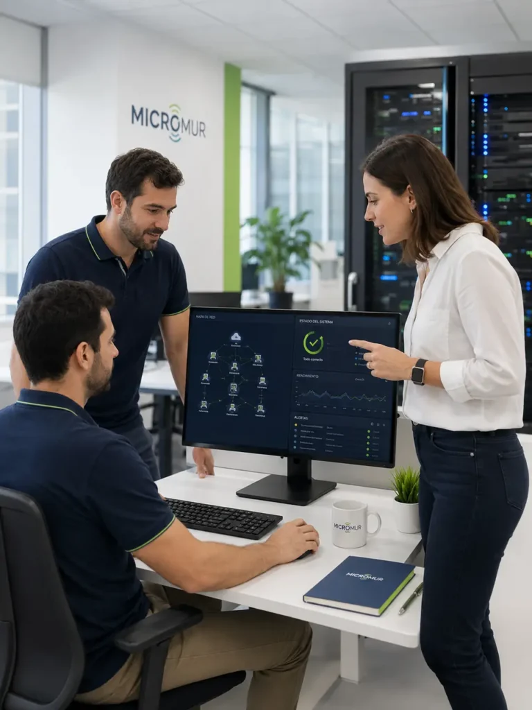 Equipo de Micromur analizando la infraestructura informática de una empresa
